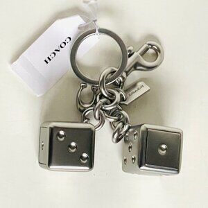 Coach Silver 3D Dice Bag Charm Keychain
